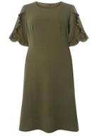 Dorothy Perkins *dp Curve Khaki Frill Sleeve Fit And Flare Dress