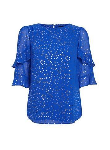 Dorothy Perkins Cobalt Foil Flutter Sleeve Top