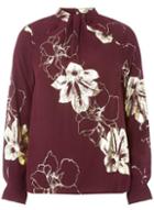 Dorothy Perkins Burgundy Metallic Floral Cut-out Top