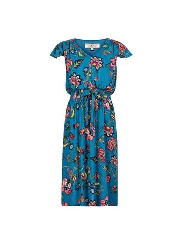 *billie & Blossom Teal Floral Print V-neck Skater Dress