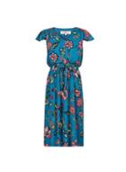 *billie & Blossom Teal Floral Print V-neck Skater Dress