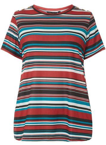 Dorothy Perkins *dp Curve Berry Striped Horn Button T-shirt