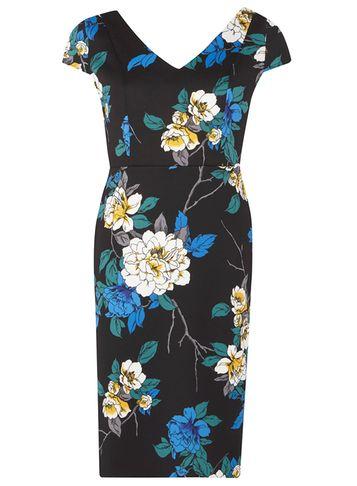Dorothy Perkins Petite Black Twilight Print Scuba Dress