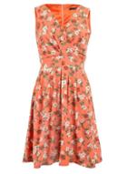 *tenki Orange Floral Print Skater Dress