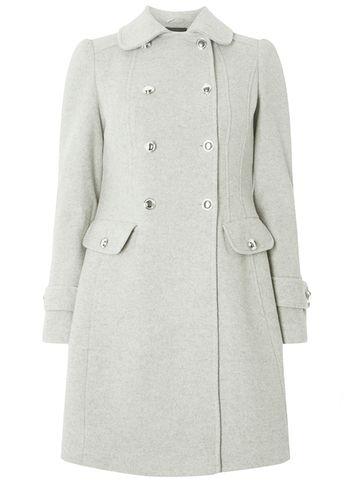 Dorothy Perkins Grey Button Dolly Double Breasted Coat
