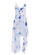 Dorothy Perkins *quiz Blue Floral Dip Hem Dress