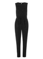 Dorothy Perkins *tall Black Glitter Tie Waist Jumpsuit