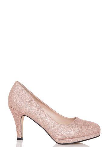 Dorothy Perkins *quiz Rose Gold 'rosie' Mid Heel Shoes