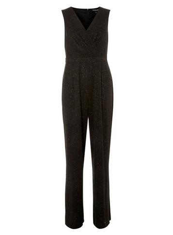 Dorothy Perkins Black Glitter V-neck Jumpsuit