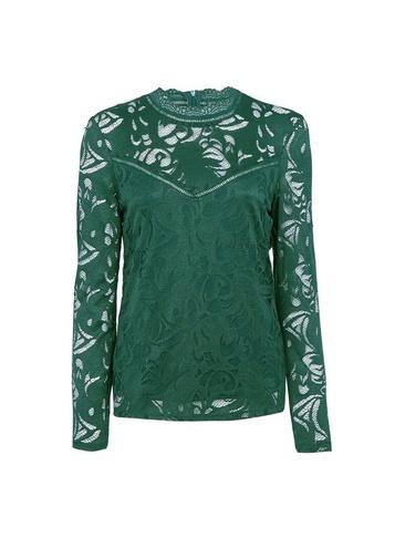 *vila Green High Neck Lace Top