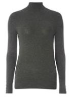 Dorothy Perkins Charcoal Button Cuff Roll Neck Jumper