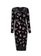 *vila Black Floral Print Wrap Dress