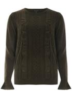 Dorothy Perkins Khaki Ruffle Cable Knit Jumper