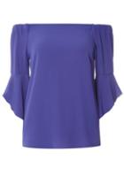 Dorothy Perkins Purple Frill Sleeve Bardot Top