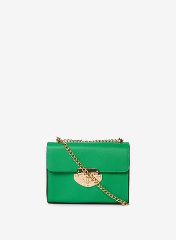 Dorothy Perkins Green Lock Chain Cross Body Bag