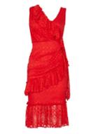 Dorothy Perkins *red Frill Lace Shift Dress