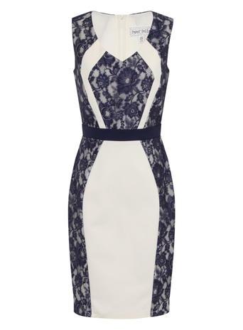 Dorothy Perkins *paper Dolls Cream And Navy Lace Dress