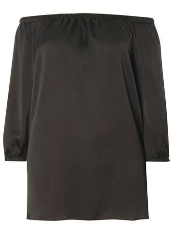Dorothy Perkins Dp Curve Black Satin Bardot Top