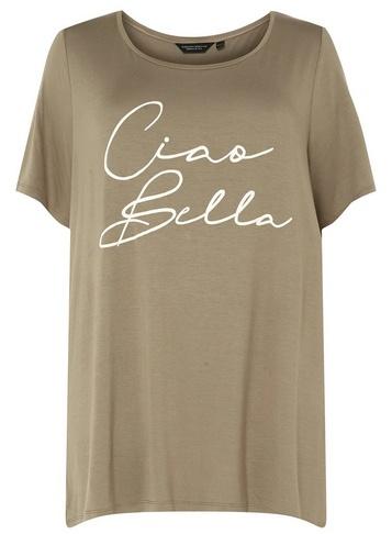 Dorothy Perkins *dp Curve Khaki 'ciao Bela' Slogan T-shirt