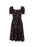 Dorothy Perkins *tall Black Floral Print Puff Sleeve Dress