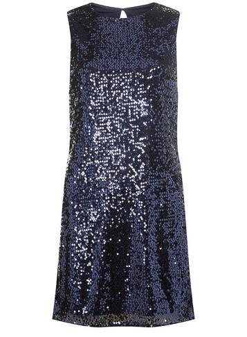 Dorothy Perkins Navy Sequin Sleeveless Shift Dress