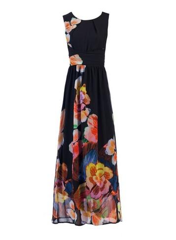 *jolie Moi Black Print Maxi Dress