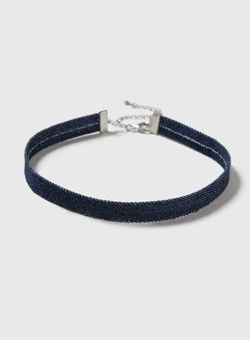 Dorothy Perkins Denim Fabric Choker Necklace