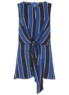 Dorothy Perkins Blue Striped Tie Front Sleeveless Top