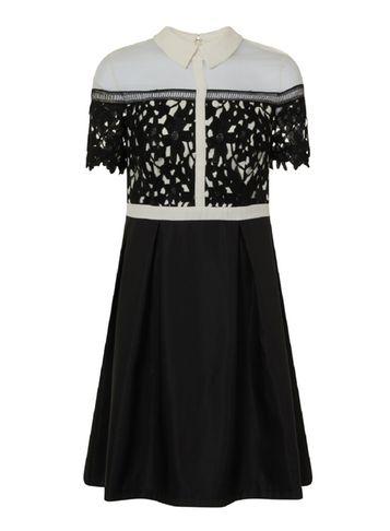 Dorothy Perkins *chi Chi London Curve Black Laser Cut Collared Dress