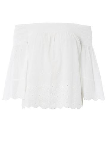 Dorothy Perkins Ivory Broderie Shirred Bardot Top