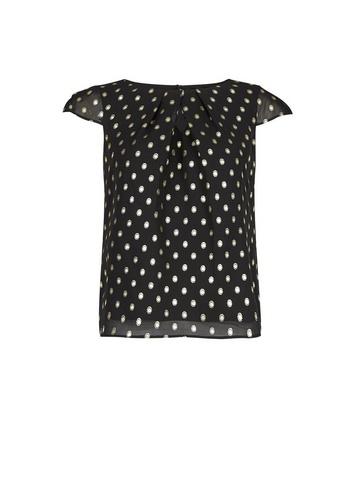 *billie & Blossom Petite Black And Gold Spot Shell Top
