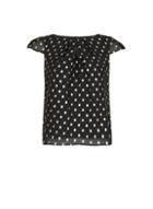 *billie & Blossom Petite Black And Gold Spot Shell Top