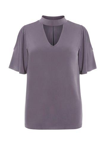 Dorothy Perkins Grey Cold Shoudler Choker Top