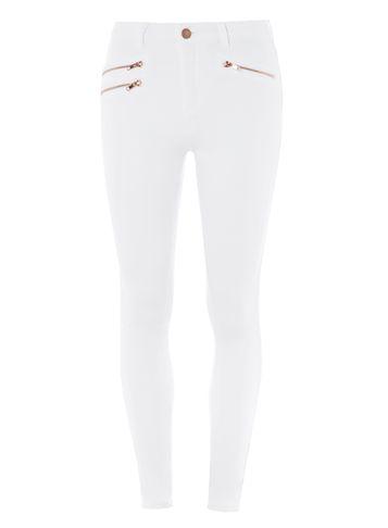Dorothy Perkins White Rose Gold Zip 'bailey' Jeans