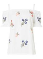 Dorothy Perkins Ivory Embroidery Cold Shoulder Top