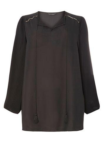 Dorothy Perkins *dp Curve Black Pleat Sleeve Top