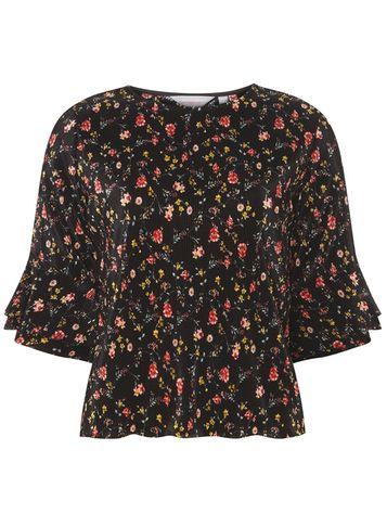 Dorothy Perkins Petite Printed Floral Plisse Top