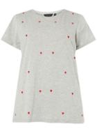 Dorothy Perkins Dp Curve Grey Heart Embroidered T-shirt
