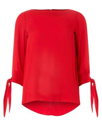 Dorothy Perkins Red Tied Sleeve Blouse