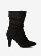 Dorothy Perkins Wide Fit Black 'kylie' Ruched Midi Boots