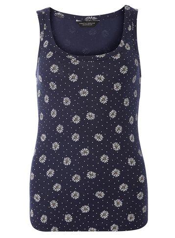 Dorothy Perkins Navy Daisy Vest Top