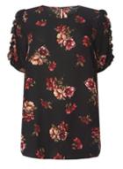 Dorothy Perkins Dp Curve Floral Ruffle Shoulder Top