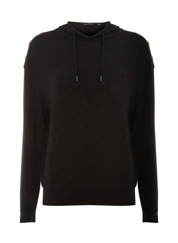 Dorothy Perkins Black Premium Button Hoodie