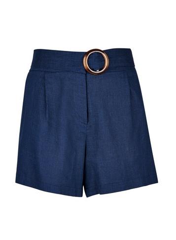 Dorothy Perkins *navy Linen Buckle Shorts