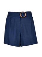 Dorothy Perkins *navy Linen Buckle Shorts