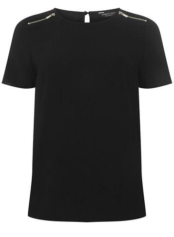 Dorothy Perkins Black Zip Shoulder Top