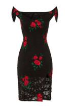 Dorothy Perkins *girls On Film Black Lace Print Bodycon Dress