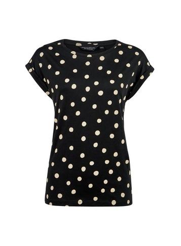 Dorothy Perkins Black Spot Print Roll Sleeve T-shirt