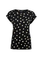 Dorothy Perkins Black Spot Print Roll Sleeve T-shirt