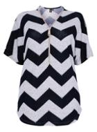 Dorothy Perkins *izabel London Curve Navy Aztec Striped Top